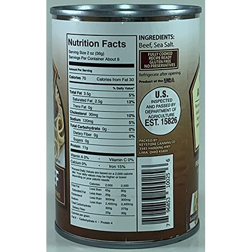 Keystone Meats All Natural Canned Beef, Ground, 14 Ounce Pack o...