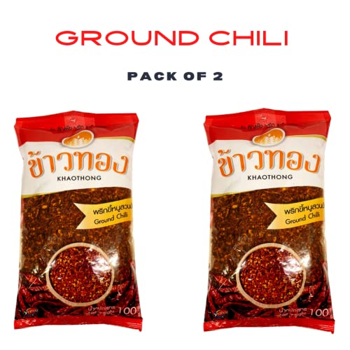 Pack of 2 Khaothong Thai Ground Chili Pepper, Crushed Thai h...