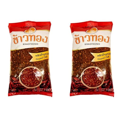 Pack of 2 Khaothong Thai Ground Chili Pepper, Crushed Thai h...