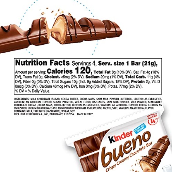 Kind Kinder Bueno Crispy Creamy Chocolate Bar, 30 Oz 