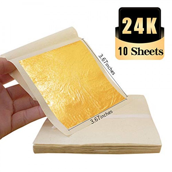 KINNO Edible Gold Leaf Sheets,24K Yellow Real Gold for Makeup