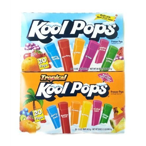 Kool Pops Freezer Pops 2 Boxes of 20 Tropical Flavored and Ori...