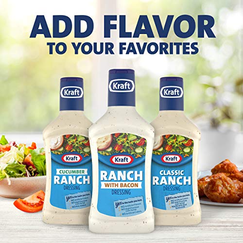 Kraft Ranch With Bacon Salad Dressing 16 Fl Oz Bottles, Pack Of 6