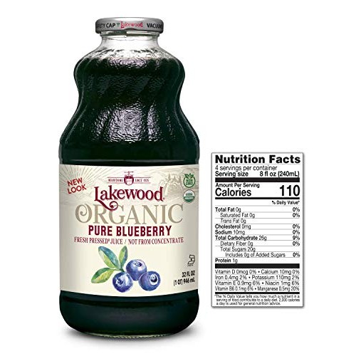 Lakewood Organic PURE Blueberry Juice, 32 Fl Oz Pack of 6