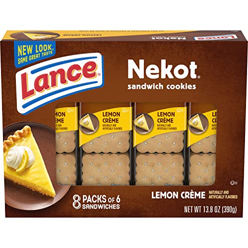 Lance Sandwich Cookies, Nekot Lemon Creme, 8 Count Box Pack Of 14