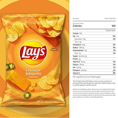 Lays Cheddar Jalapeno, 1.5 Ounce Pack Of 8