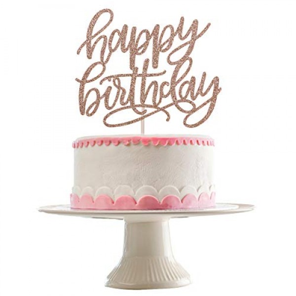 Décoration pour gâteau rose gold Happy Birthday