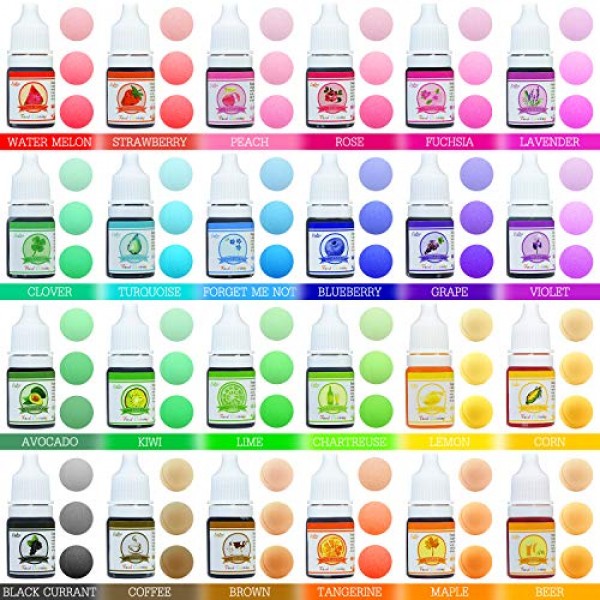 24 Color Food Coloring - Variety Rainbow Cake Food Coloring