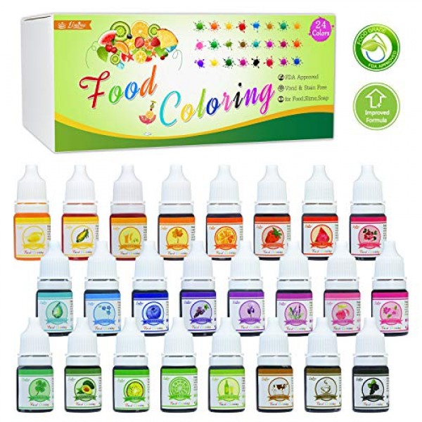 24 Color Food Coloring - Variety Rainbow Cake Food Coloring