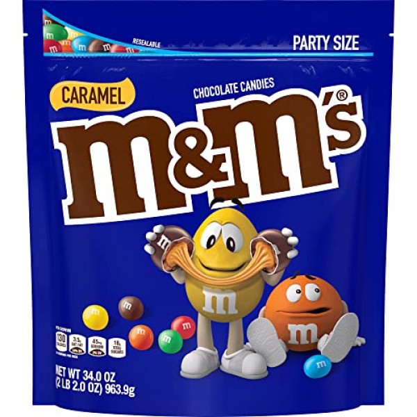  M&M's Caramel Milk Chocolate Christmas Candy, Party Size, 34  oz Resealable Bulk Candy Bag : Everything Else