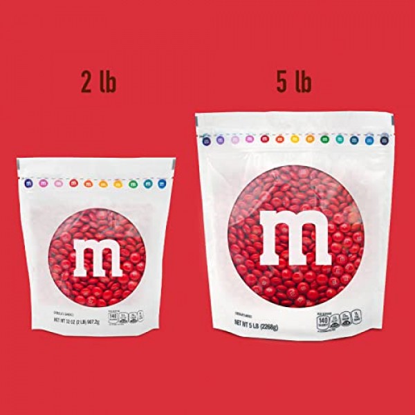 M&M'S Red Milk Chocolate Candy, 2lbs of M&M'S in Resealable Pack for Candy  Bars, Birthday Parties, 4th of July, Christmas, Valentine's Day, Dessert
