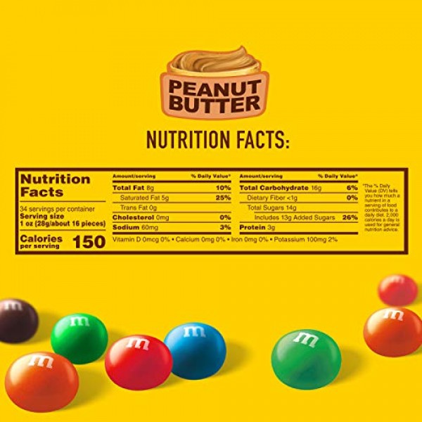 M&M's Peanut Butter Chocolate Candies Party Size 34 Oz, Packaged Candy