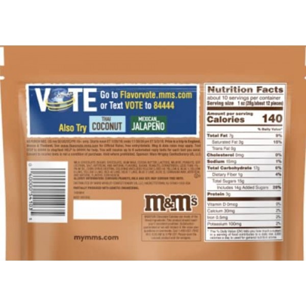 M&M'S Mexican Jalapeno Peanut Chocolate Candy Flavor Vote, 9.6