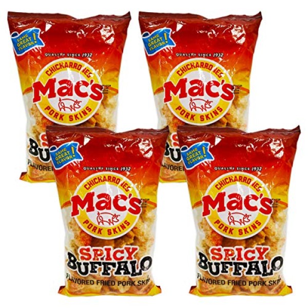 Mac's Pork Rinds Spicy Buffalo Flavored Pork Skins - 4 Pack ...