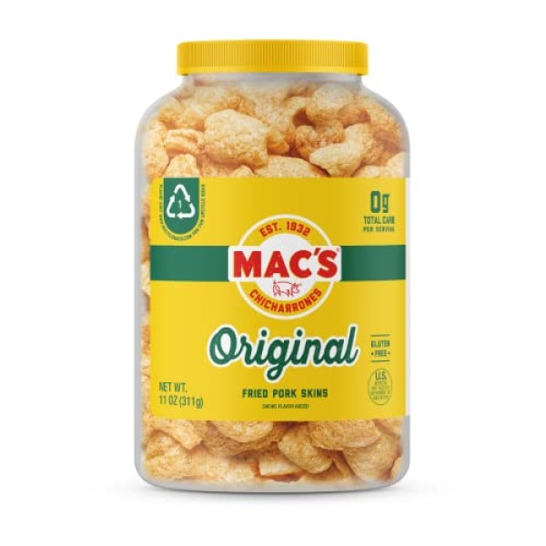 Mac's Pork Rinds, Fried Pork Skins, Original, 7.5 Ounce ...