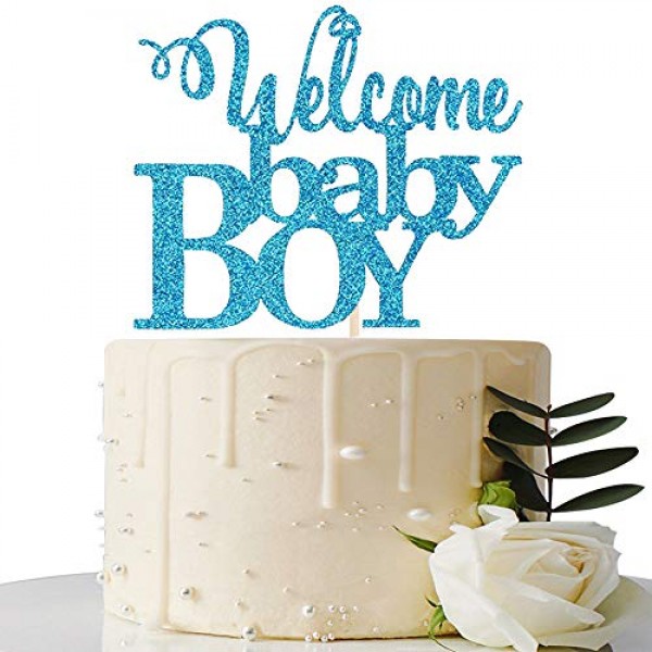 Blue Welcome Baby Boy Cake Topper - Baby Shower Party De