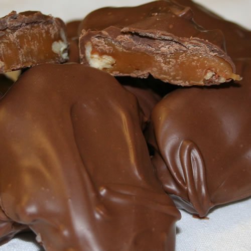 Chocolate Covered Caramel Nut Clusters, Turtles No-Melt Guarant