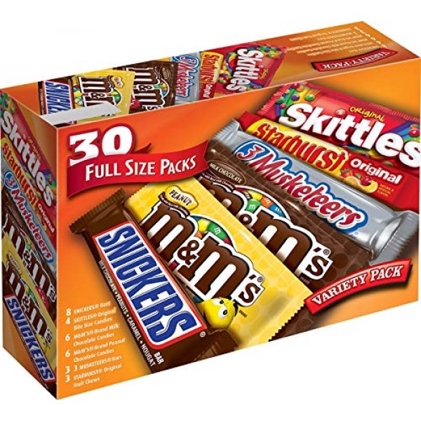 Mars Candy, Assortment, Variety Pack, Full Size Packs - 30 pack, 56.11 oz