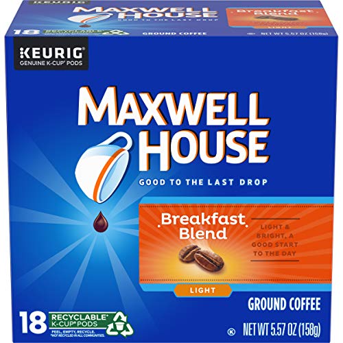 Maxwell House Breakfast Blend Coffee, K-Cup Pods, 72 Count 4 Pa