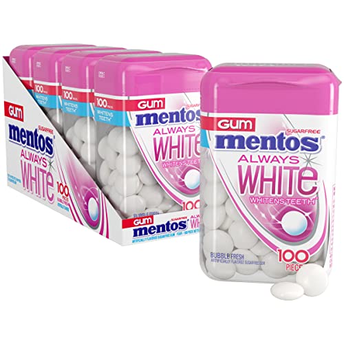 Mentos Always White Sugar-Free Chewing Gum with Xylitol, Bubble ...