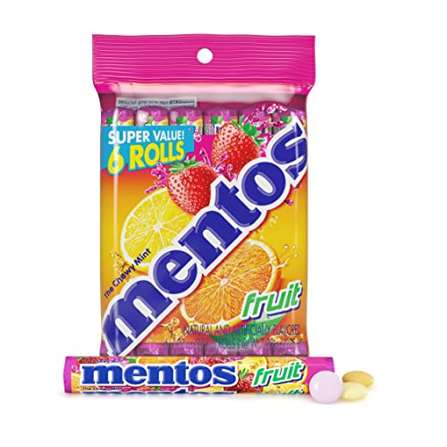 Mentos Candy, Mint Chewy Candy Roll, Fruit, Non Melting, 1.32 Oz...