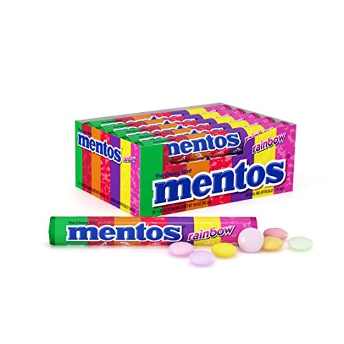 Mentos Chewy Mint Candy Roll, Rainbow, Non Melting, Party, 14 Pi...