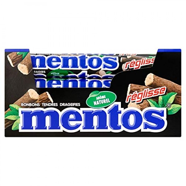 Mentos Licorice Mint Chewy Dragees 1.32-Ounce Rolls (Pack