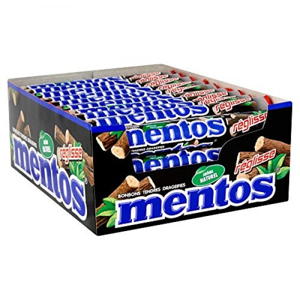 Mentos Licorice Mint Chewy Dragees 1.32-Ounce Rolls (Pack