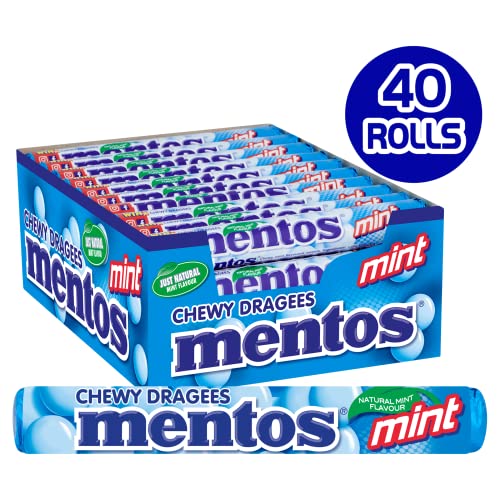 Mentos Mint Chewy Dragees 38 g Pack of 40, reg, multi