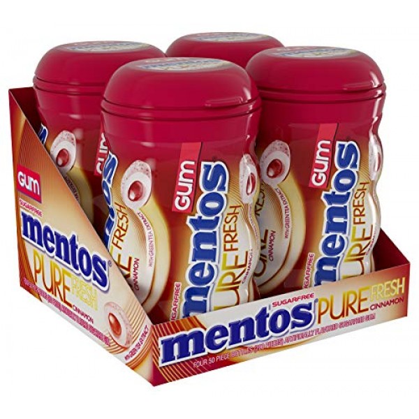 Mentos Pure White Sugar-Free Chewing Gum With Xylitol, Sweet Mint, Bulk,  50Piece Bottle (Pack Of 6)