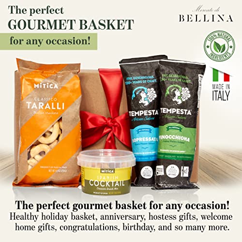 Bellina Gourmet Food Gift Baskets With Salami, Italian Crackers,