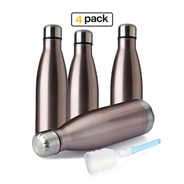 MEWAY 17oz Sport Water Bottle 4 Pack Vacuum Insulated Stainless