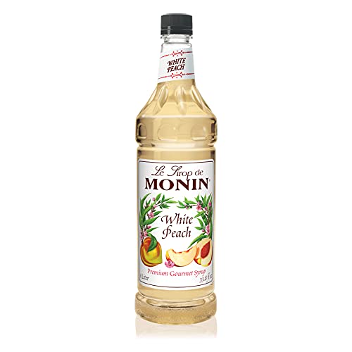 Monin Flavored Syrup,White Peach, 33.8-Ounce Plastic Bottle 1 L