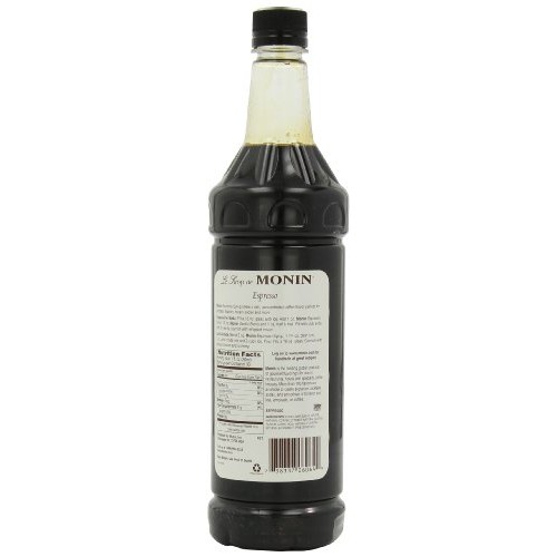 Monin Flavored Syrup, Espresso, 33.8-Ounce Plastic Bottles Pack