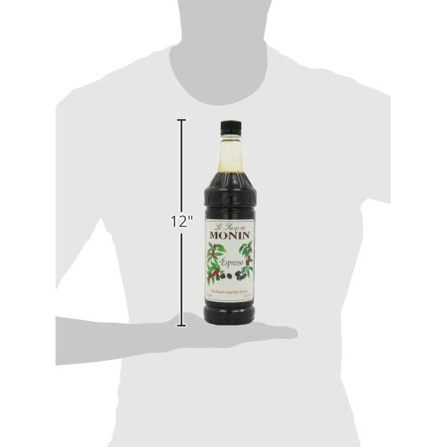 Monin Flavored Syrup, Espresso, 33.8-Ounce Plastic Bottles Pack