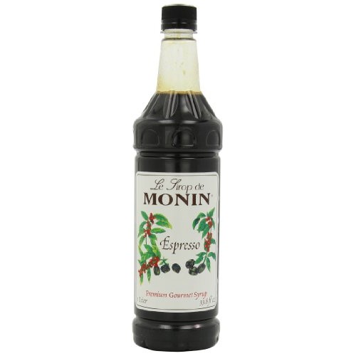 Monin Flavored Syrup, Espresso, 33.8-Ounce Plastic Bottles Pack