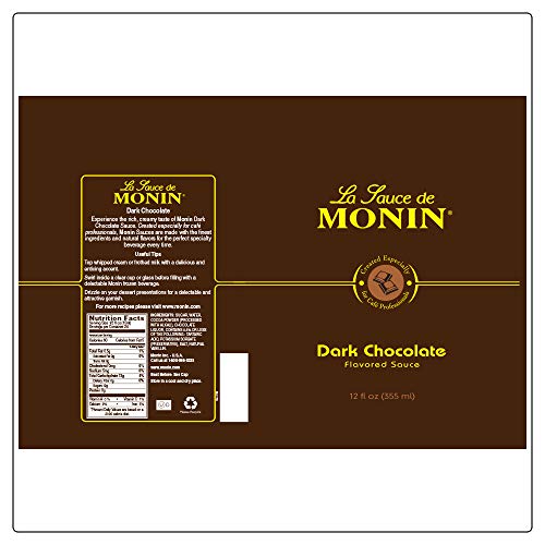 Monin - Gourmet Dark Chocolate Sauce, Velvety And Rich, Great Fo