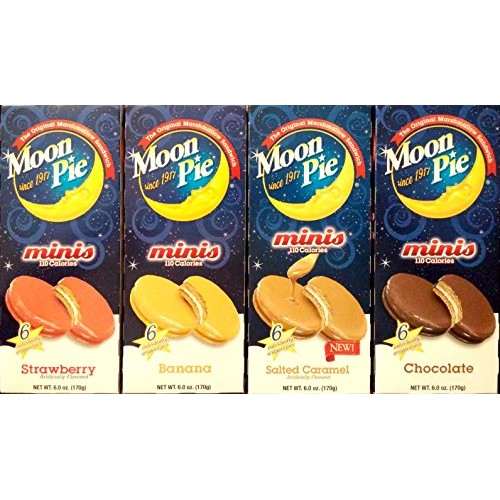 Moon Pie Variety Pack 4 Boxes - 1 Chocolate, 1 Strawberry, 1 S...