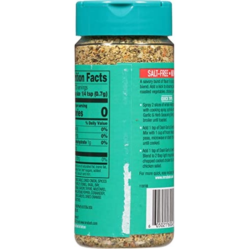 Dash Salt-Free Seasoning Blend, Garlic & Herb, 6.75 Ounce