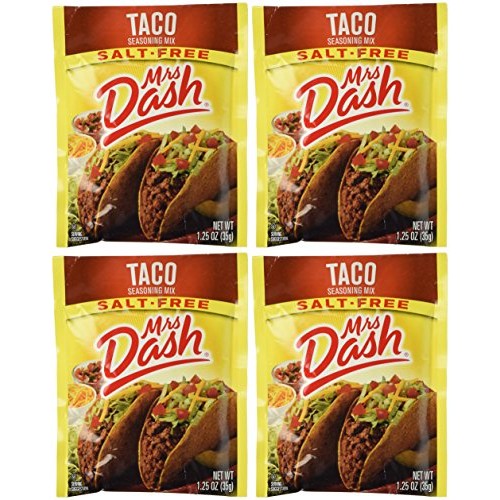 Mrs Dash Salt Free Taco Seasoning Mix 1.25 Oz Packets 4 Pack