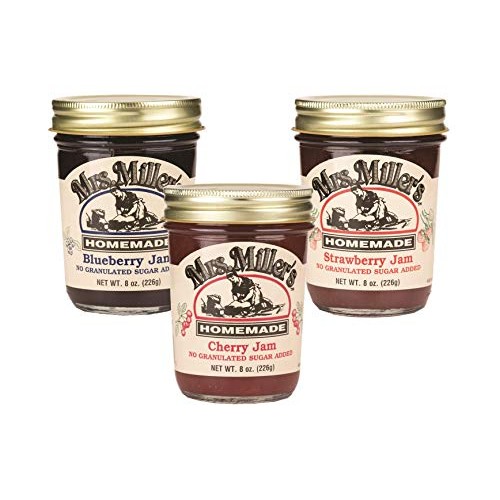 Mrs. Millers Sugarless Jam Variety Pack: Blueberry, Cherry, Str