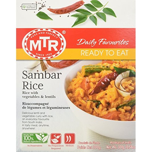 Mtr Sambhar Rice, Ready-To-Eat, 10.56-Ounce Boxes Pack Of 5