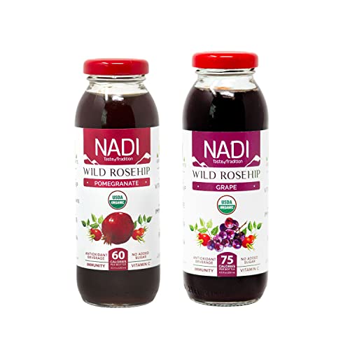 NADI USDA Organic Wild Rosehip Juices, Rosehip/Grape 6 & Roseh...