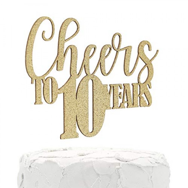 Personalised 10TH Anniversary glitter cake topper - Any wording/age