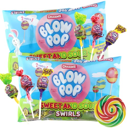 Easter Blow Pops Sweet and Sour Swirls, Assorted Flavored Sucker...