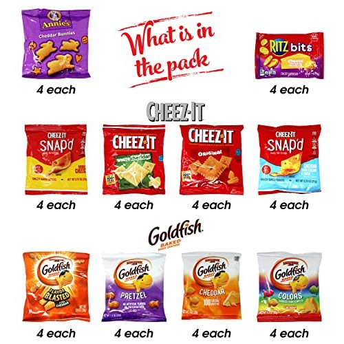 40 Pack Cheese Crackers Variety Kit - Packs, Cheez-It, Goldfish,...