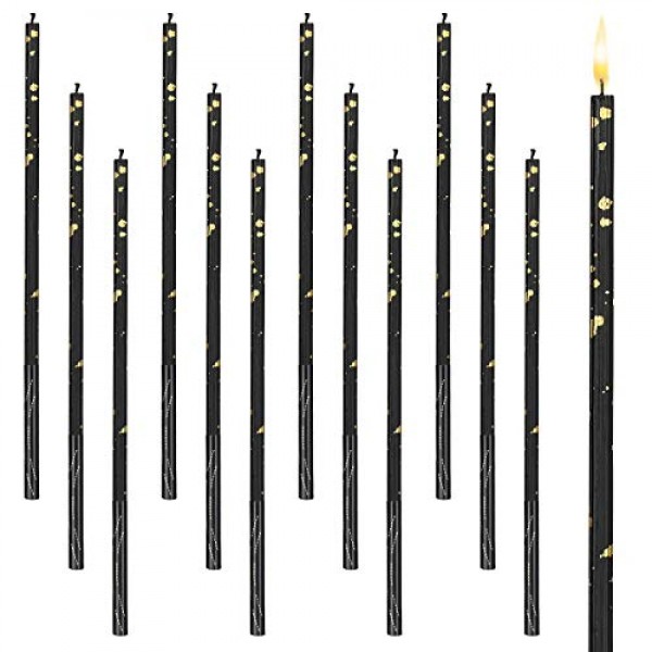 Nuanchu 12 Pieces Birthday Cake Candles Long Thin Holiday