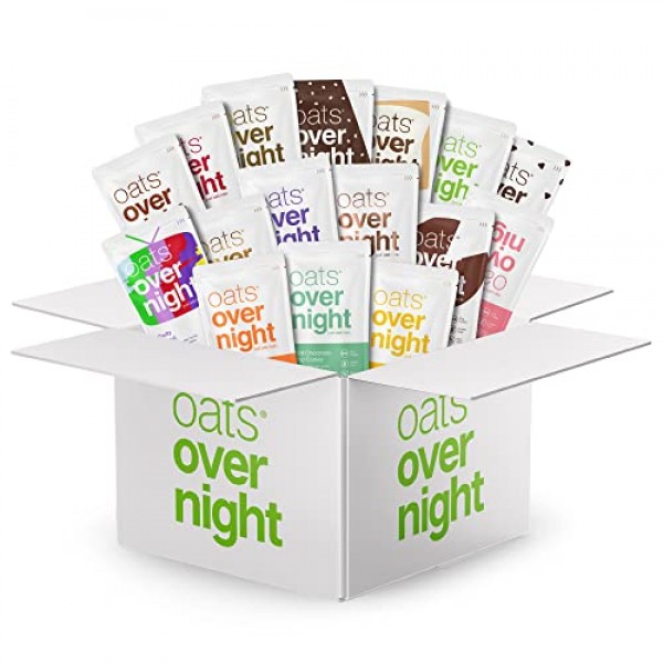 Oats Overnight -Classic Variety Pack High Protein, High Fiber Breakfast  Shake - Gluten Free, Non GMO Oatmeal Strawberries & Cream, Green Apple