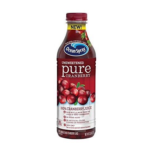 Ocean Spray 100% Juice, Unsweetened Pure Cranberry, 1 Liter Bott