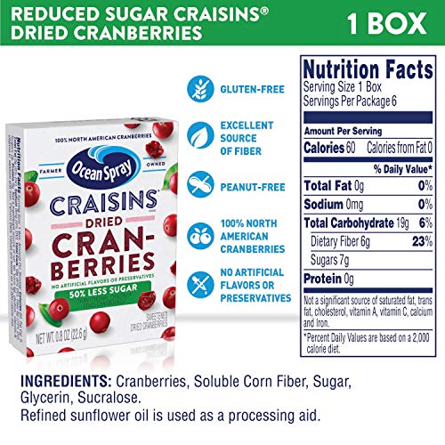 Ocean Spray Craisins, Dried Cranberries, Pack Of 6, , Reduced Su